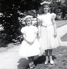 Cynthia and Linda Schreiner on an Easter morning, early 1960s, 164 South Dudley Street