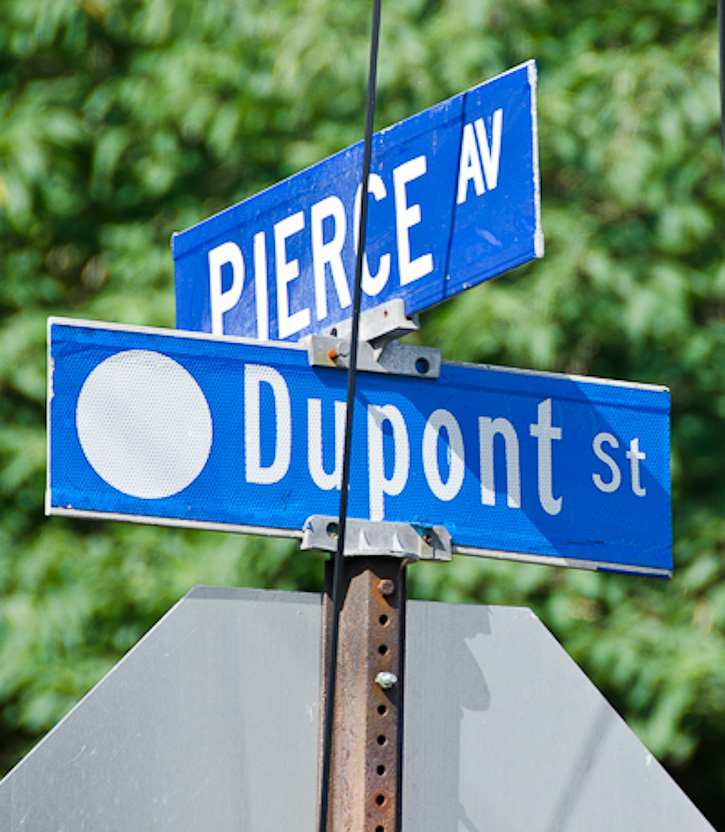 Pierce Avenue and Dupont Street intersection, July 30, 2012