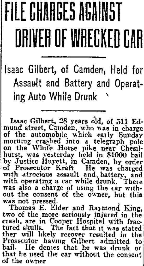 File Charges Against Driver of Wrecked Car, Philadelphia Inquirer, July 3, 1917