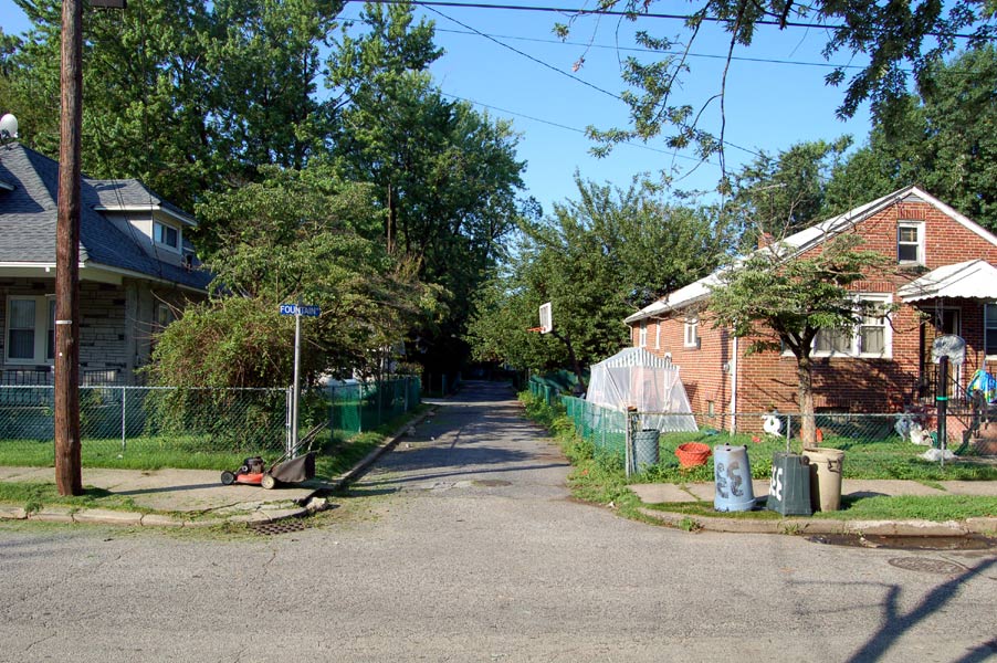 Looking down Ella Street from Fountain Avenue, July 7, 2006