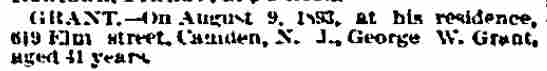 619 Elm Street, George W. Grant, Philadelphia Inquirer, August 11, 1893