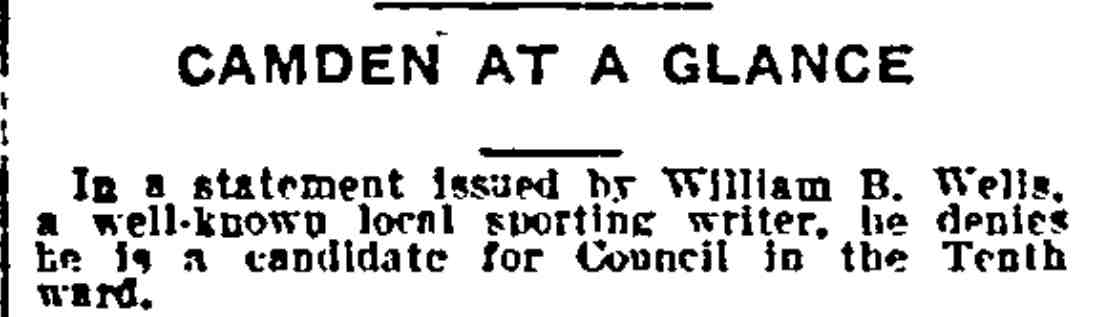 827 Elm Street, William Baker Wells, Philadelphia Inquirer, August 27, 1914