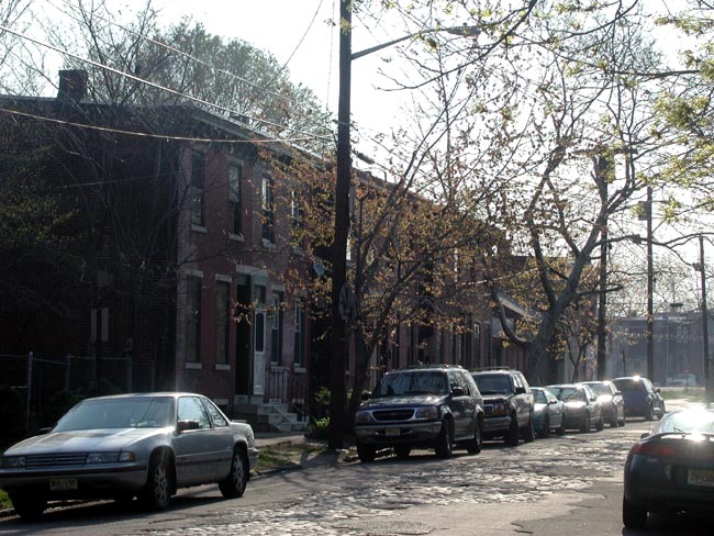 211 to 231 Elm Street, looking east on Elm Street from North 2nd Street, April 18, 2004