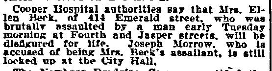 Philadelphia Inquirer, November 10, 1898 — Mrs. Ellen Beck, 414 Emerald Street