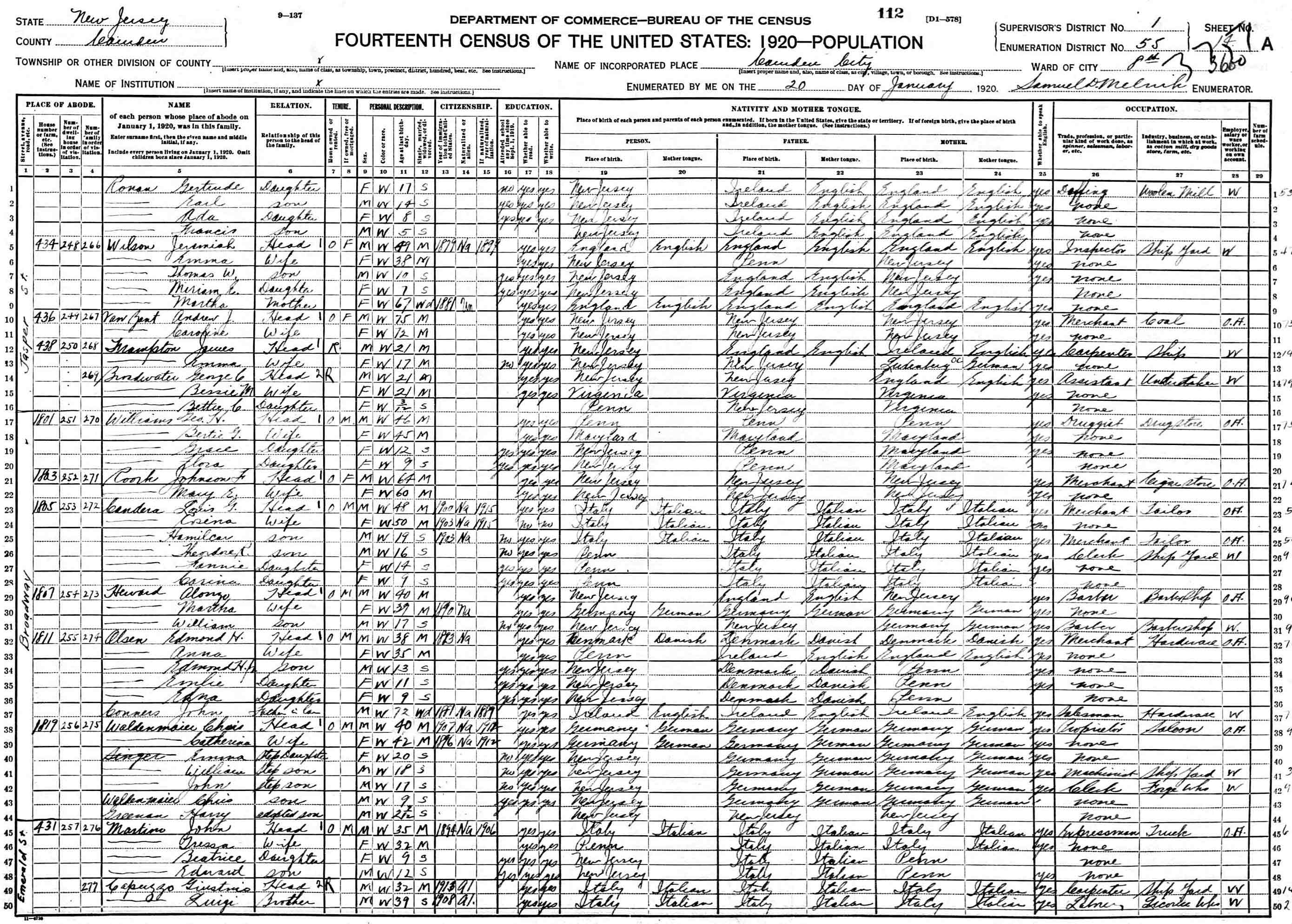 Emerald Street 1920 Federal Census — 431