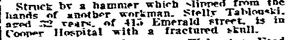 Philadelphia Inquirer, June 17, 1918 — Stelly Tablonski, 415 Emerald Street