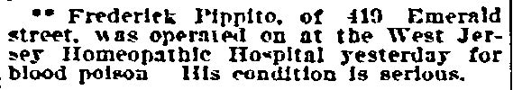 Philadelphia Inquirer, August 12, 1906 — Frederick Pipito, 419 Emerald Street