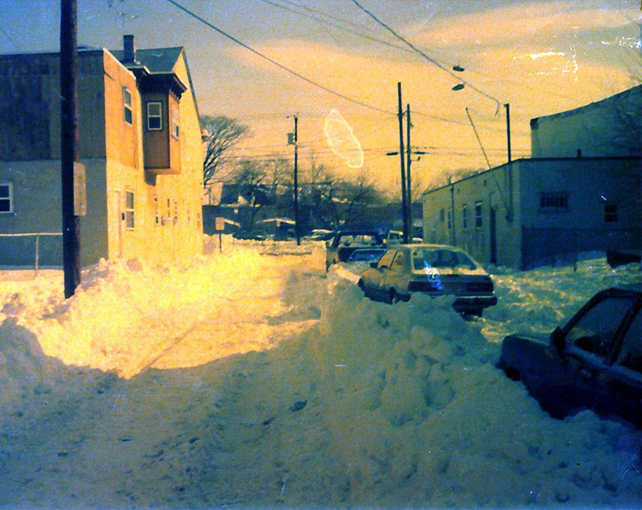 Looking east on Emerald Street towards Broadway, 1990s