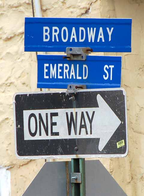 Emerald Street sign at Broadway, June 25, 2011