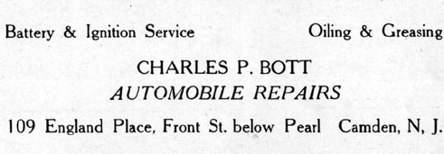 Charles P. Bott — Automobile Repairs, 109 England Place, 1931