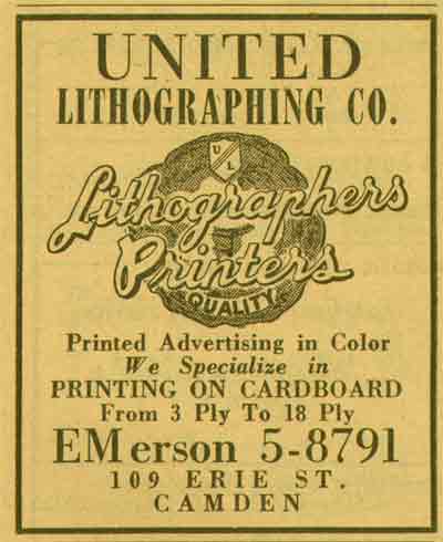 109 Erie Street, 1955 NJ Bell Yellow Pages Ad