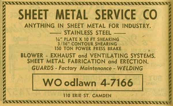 110 Erie Street, Sheet Metal Service Co., 1955 NJ Bell Ad (part 1)