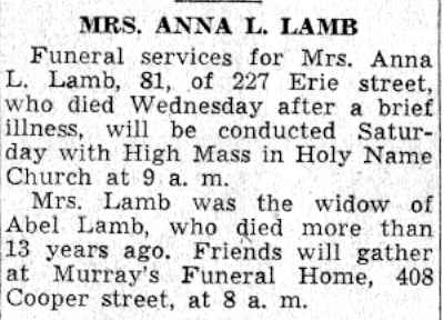 227 Erie Street, Mrs. Anna L. Lamb, 1941