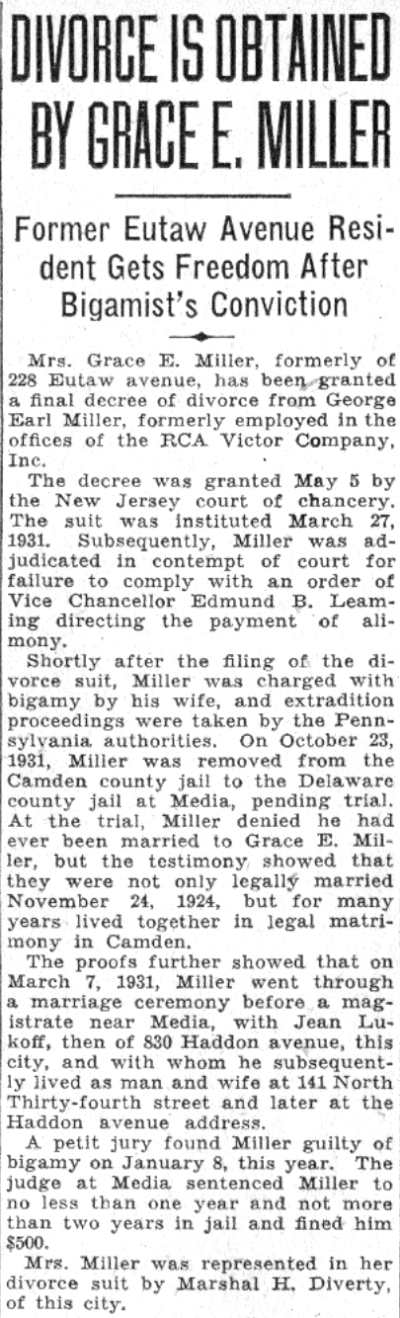 141 North 34th Street — George Miller, Camden Courier-Post June 3, 1932