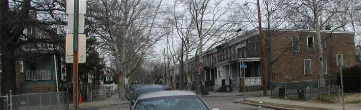 100 block of Eutaw Avenue as seen from Benson Street, March 14, 2004