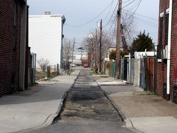 Looking east on Evans Street from West Street, March 14, 2004