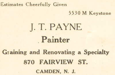 870 Fairview Street — James T. Payne, 1919 banquet program advertisement