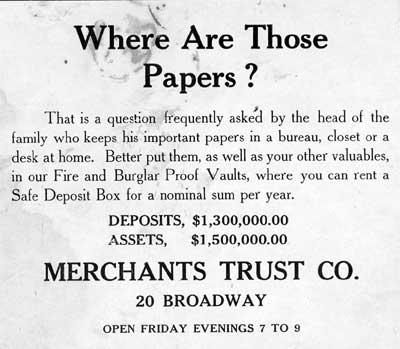 Merchants Trust advertisement, 1919 Camden High School Purple and Gold Yearbook