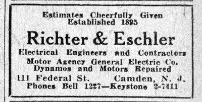 Richter & Eschler - Camden Courier-Post, October 14, 1931