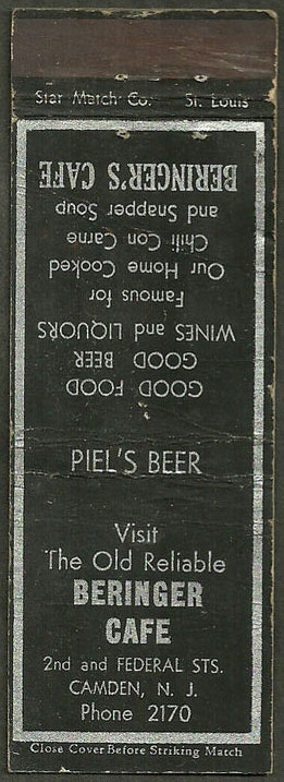 Beringer's Cafe matchbook