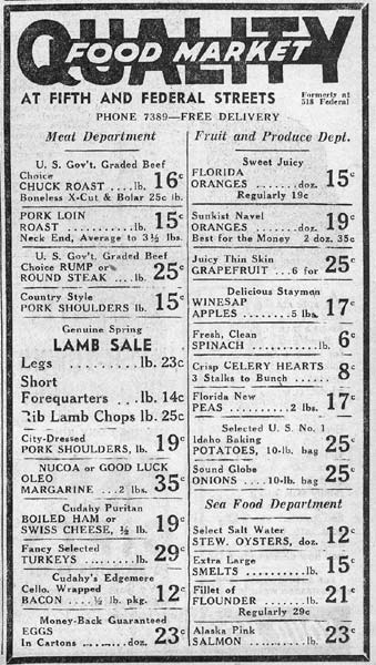 Quality Food Market - Camden Courier-Post, February 4, 1938