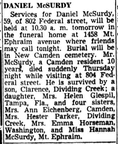Daniel McSurdy - Camden Courier-Post, December 27, 1948