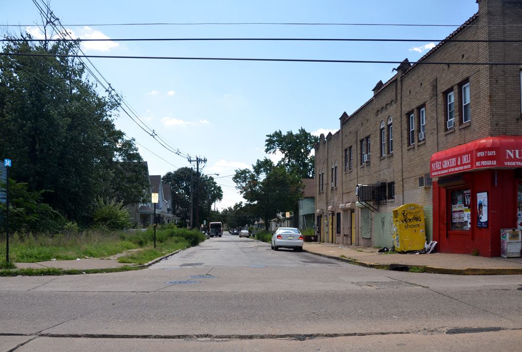 Looking south on South 34th Street from Federal Street — August 22, 2011