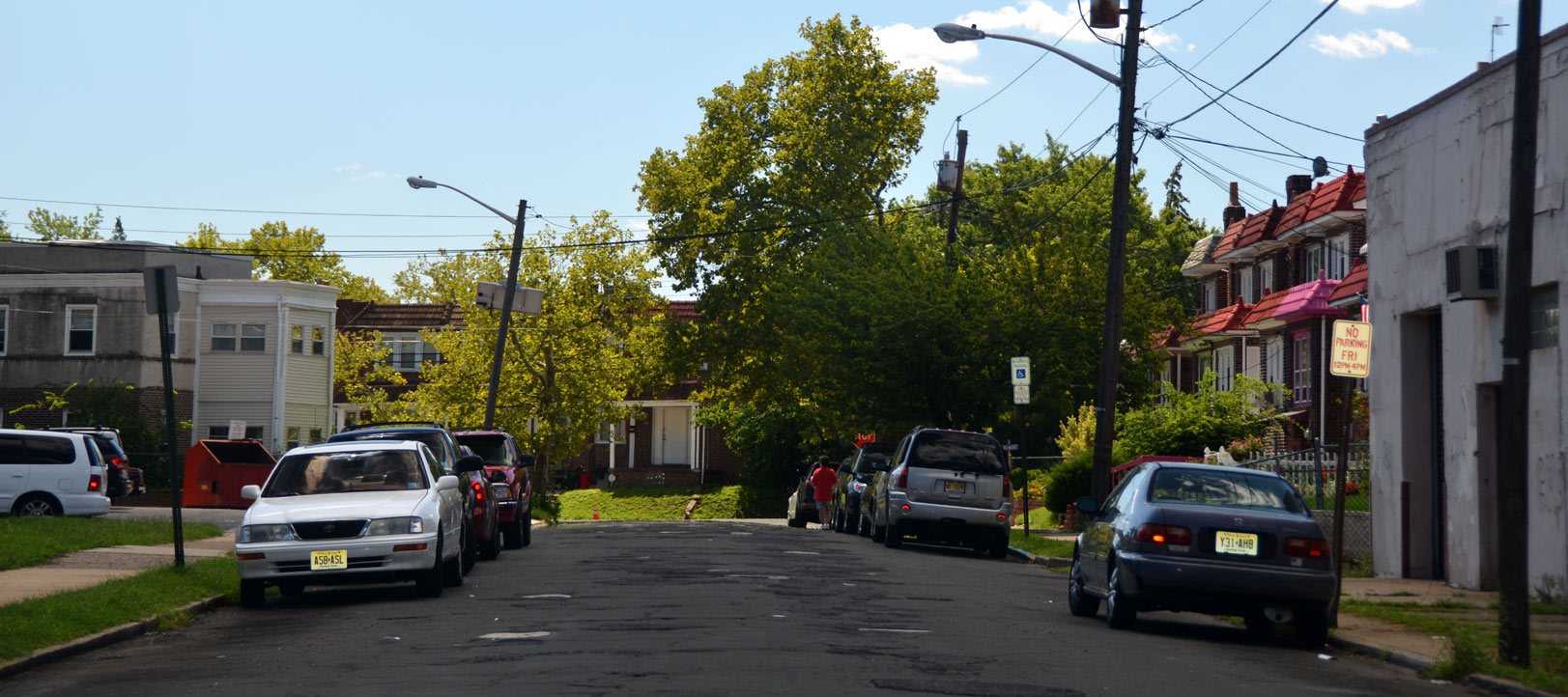 Looking south on North 38th Street from Federal Street, August 22, 2011