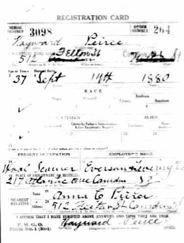 Hayward Peirce — World War I Draft Registration Card, September 12, 1918