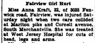 Fairview Girl Hurt, Camden Courier-Post, April 13, 1936