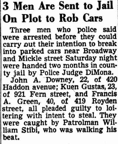 3 Men Are Sent to Jail On Plot to Rob Cars — Camden Courier-Post, October 17, 1949