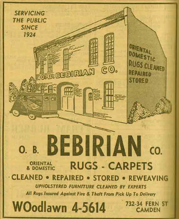 O.B. Bebirian Company — 1955 New Jersey Bell Yellow Pages advertisement