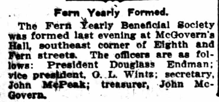 Fern Yearly Formed — Camden Post-Telegram, December 22, 1910