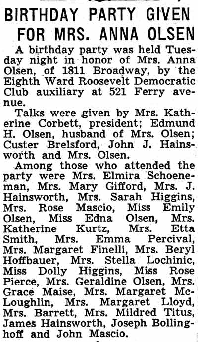 Eighth Ward Roosevelt Italian Democrat Club notice, Camden Courier-Post, February 24, 1938