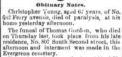Christopher Young obituary, Camden Daily-Telegram, February 26, 1895