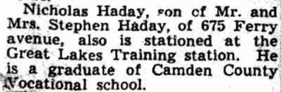 Haday grocery article, Camden Courier-Post, August 3, 1943