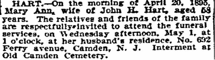 John H. Hart article, Philadelphia Inquirer, 1885