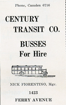 Century Transit Company banquet program advertisement, January 1939