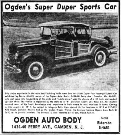 Ogden's Super Duper Sports Car, Camden Courier-Post, May 9, 1958