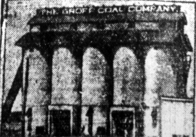 The Groff Coal Company building at Ferry and Jackson Streets, Camden, showing coal storage silos, January 1928