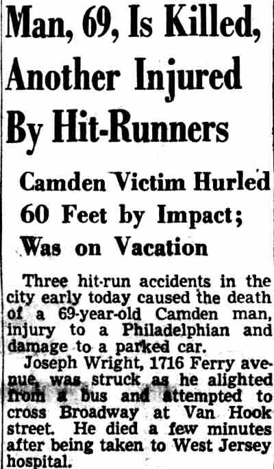 Man killed by hit-runners, Camden Courier-Post, October 11, 1949