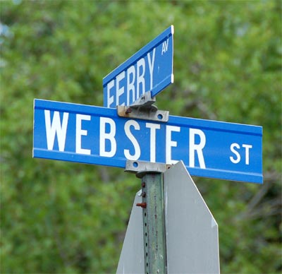 Street sign at the intersection of Webster Street and Ferry Avenue, Camden NJ, June 2011