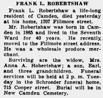 1707 Fillmore Street, 1937 — Frank L. Robertshaw and Family