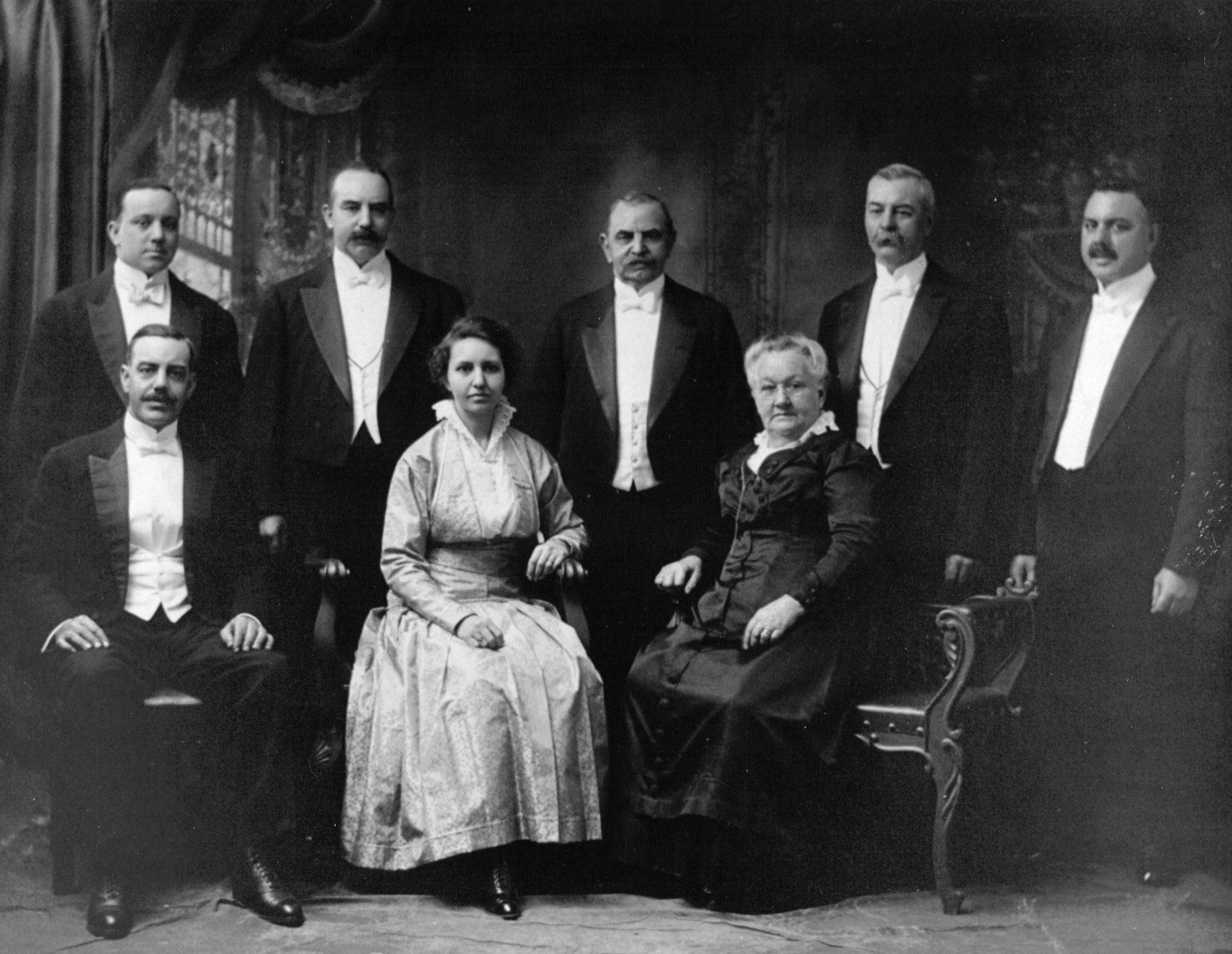 Joseph and Emma Cline on their 50th wedding anniversary, 1916, with their children