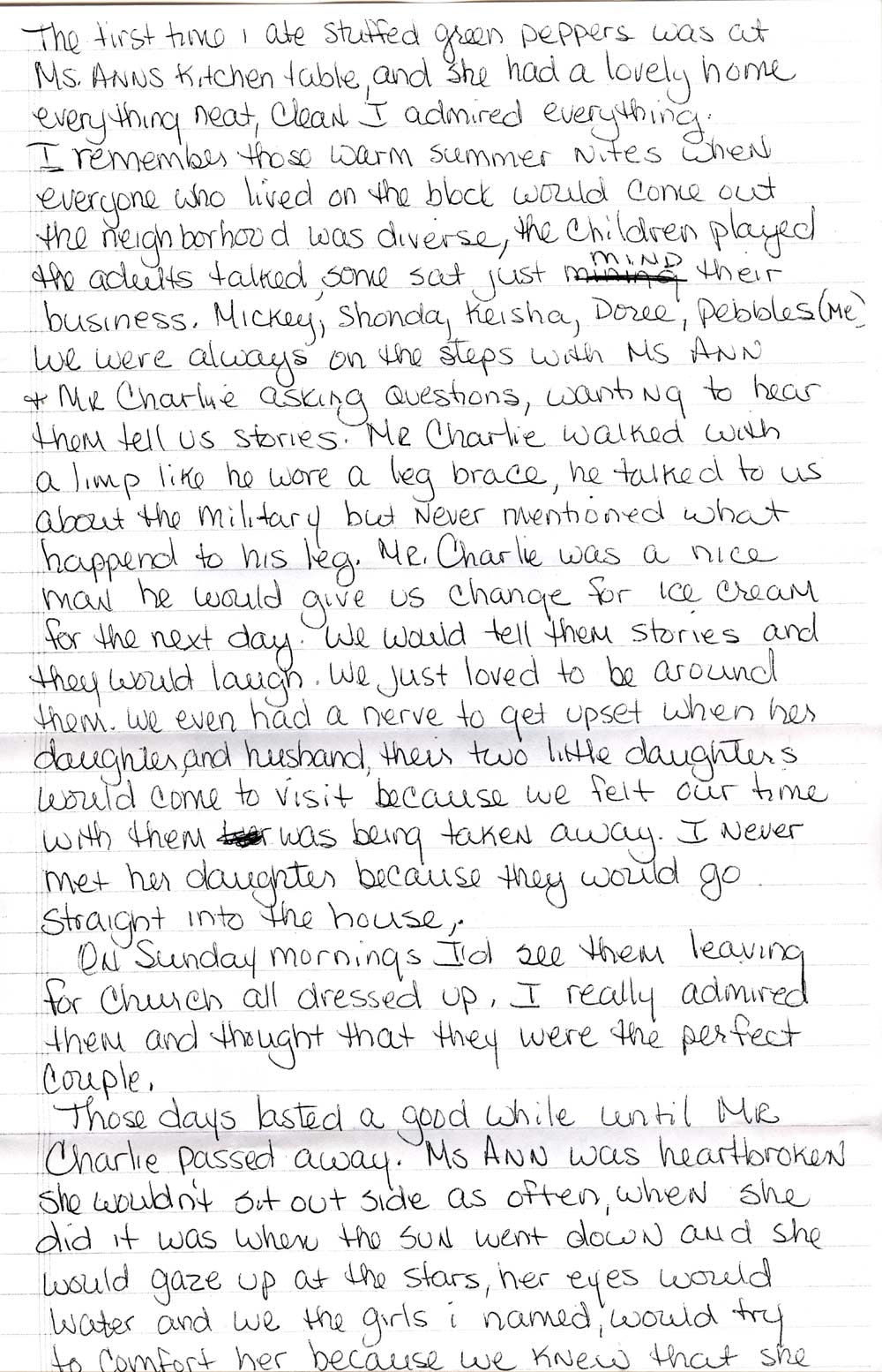 Handwritten memoir — I Remember Charlie and Ann Skabicki, by Loretta Wilson, page 3