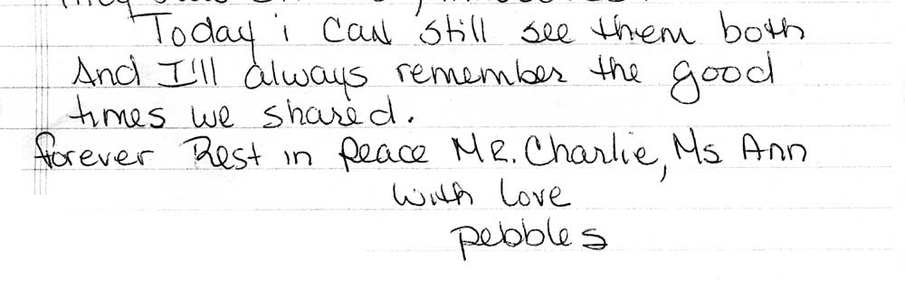 Handwritten memoir — I Remember Charlie and Ann Skabicki, by Loretta Wilson, page 6