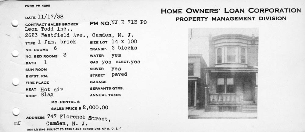 747 Florence Street, November 1938
