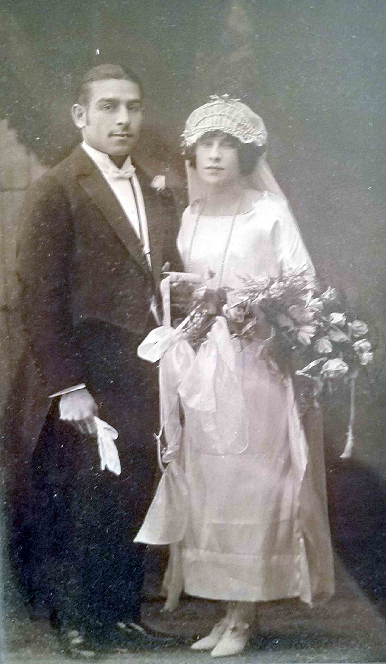 James and Madeline Rocanella wedding photo, 975 Florence Street, 1920s