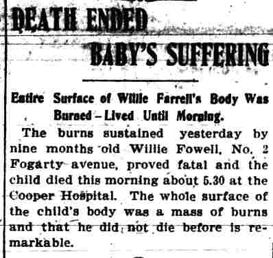 Death Ended Baby's Suffering — Camden Daily Courier, December 10, 1901