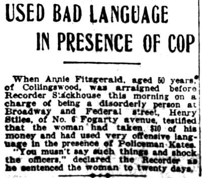 Used Bad Language in Presence of Cop — Camden Post-Telegram, September 19, 1918